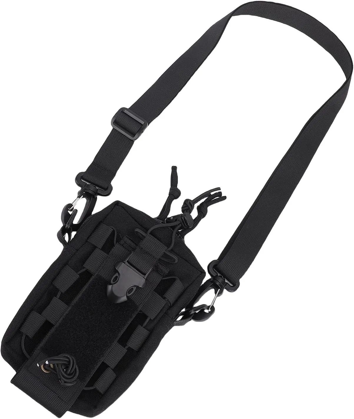 Water Bottle Waist Bag Phone Holder Adjustable Elastic Waist Pouch for Outdoor Sports Travel (Black)