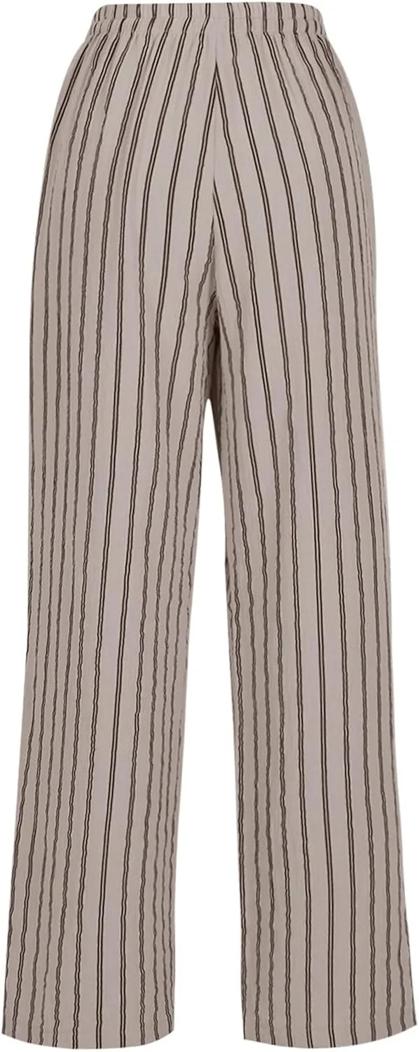 Wide Leg Cotton Linen Pants Women 2025 Summer Lightweight Lounge Pants High Waisted Loose Slacks Trousers with Pockets