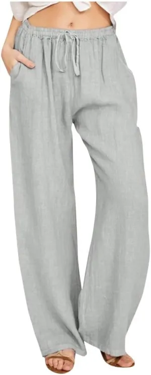Wide Leg Pants for Women 2025 Summer Drawstring Cotton Linen Pants Lightweight Loose Fit Comfy Trousers with Pockets