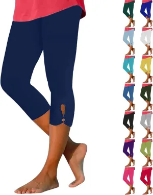 Womens Capris for Summer Dressy Cropped High Waist Yoga Pants Comfy Stretchy Leggings Workout Compression Pants