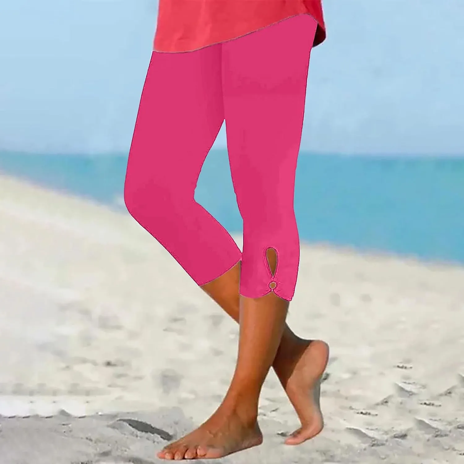 Womens Capris for Summer Dressy Cropped High Waist Yoga Pants Comfy Stretchy Leggings Workout Compression Pants