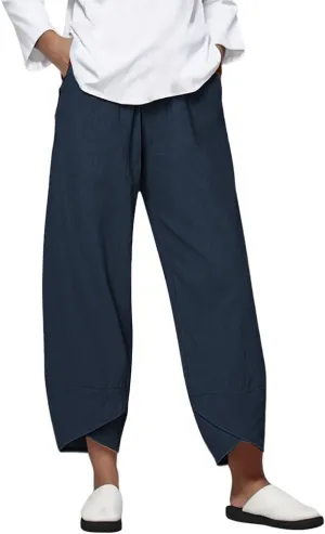 Women's Cotton Linen Casual Summer Capri Pants for Women Cropped Comfy Baggy Beach Trousers Palazzo Lounge Pants