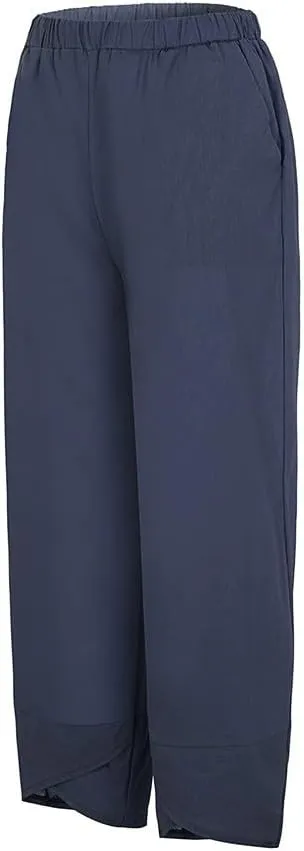 Women's Cotton Linen Casual Summer Capri Pants for Women Cropped Comfy Baggy Beach Trousers Palazzo Lounge Pants