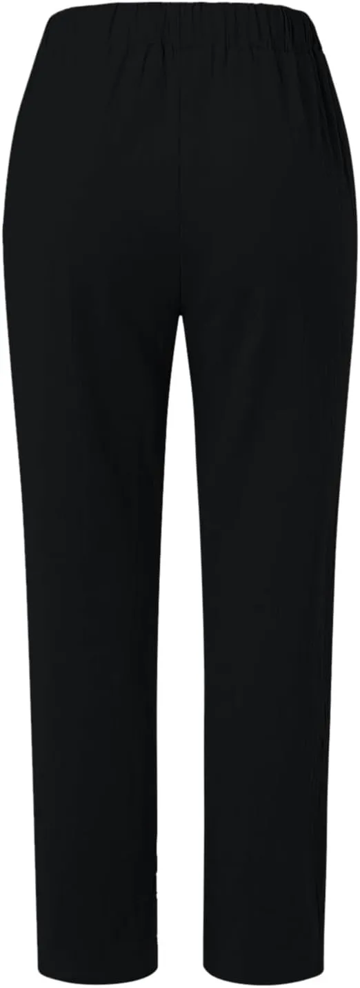 Women's Cotton Linen Pants Fashion Summer Casual Loose Elastic High Waisted Ankle Slacks Comfy Beach Trousers Pockets