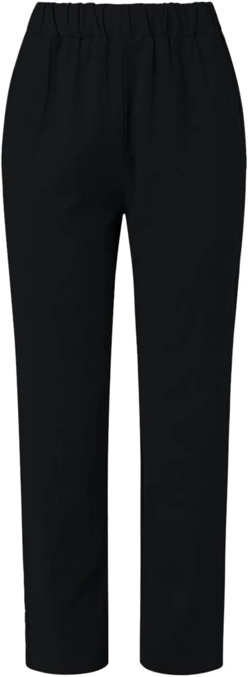 Women's Cotton Linen Pants Fashion Summer Casual Loose Elastic High Waisted Ankle Slacks Comfy Beach Trousers Pockets