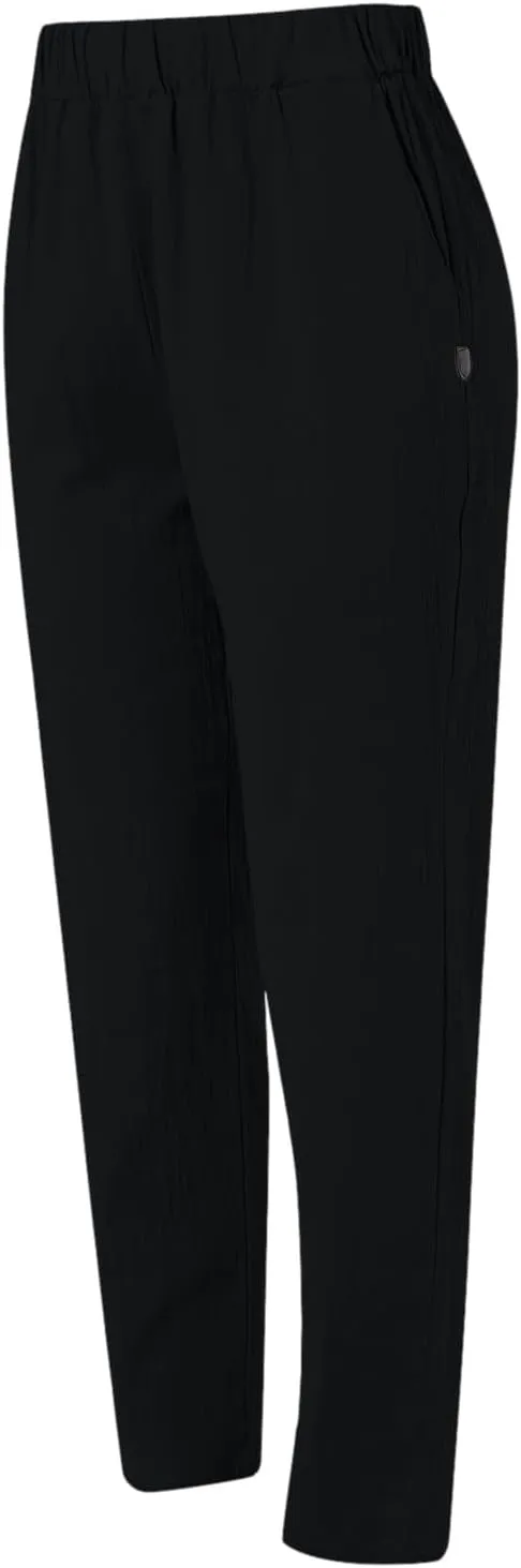 Women's Cotton Linen Pants Fashion Summer Casual Loose Elastic High Waisted Ankle Slacks Comfy Beach Trousers Pockets