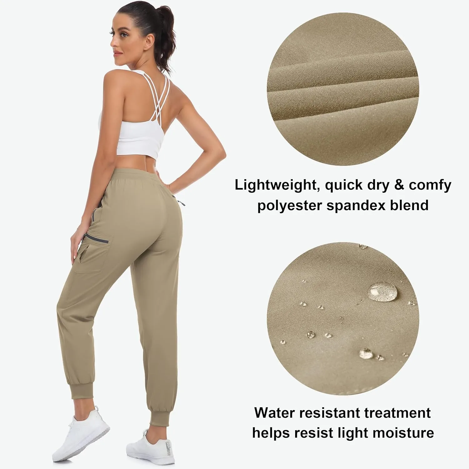 Women's Hiking Cargo Capri Pants Lightweight Quick Dry Joggers Outdoor Casual Travel Capris with Zipper Pockets