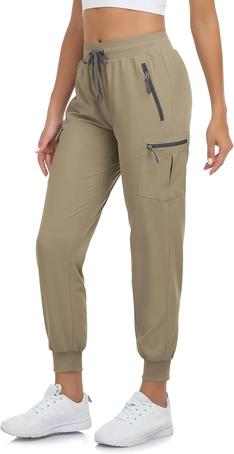Women's Hiking Cargo Capri Pants Lightweight Quick Dry Joggers Outdoor Casual Travel Capris with Zipper Pockets