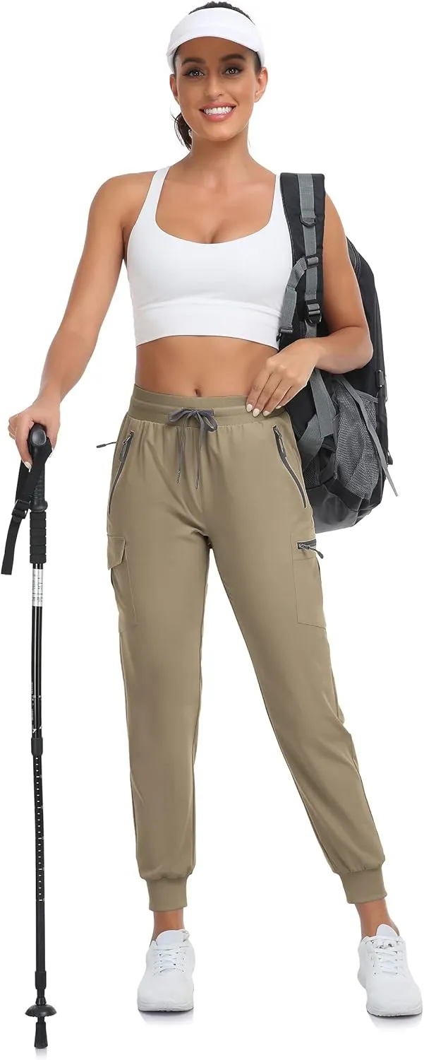 Women's Hiking Cargo Capri Pants Lightweight Quick Dry Joggers Outdoor Casual Travel Capris with Zipper Pockets