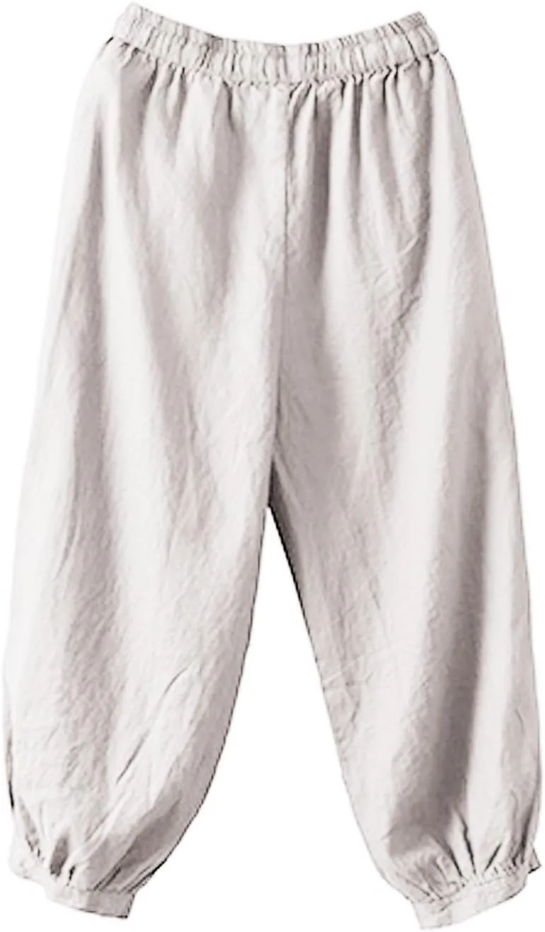 Women's Pants, Plus Size Linen Peasant Pants Casual Straight Leg 2025 Side