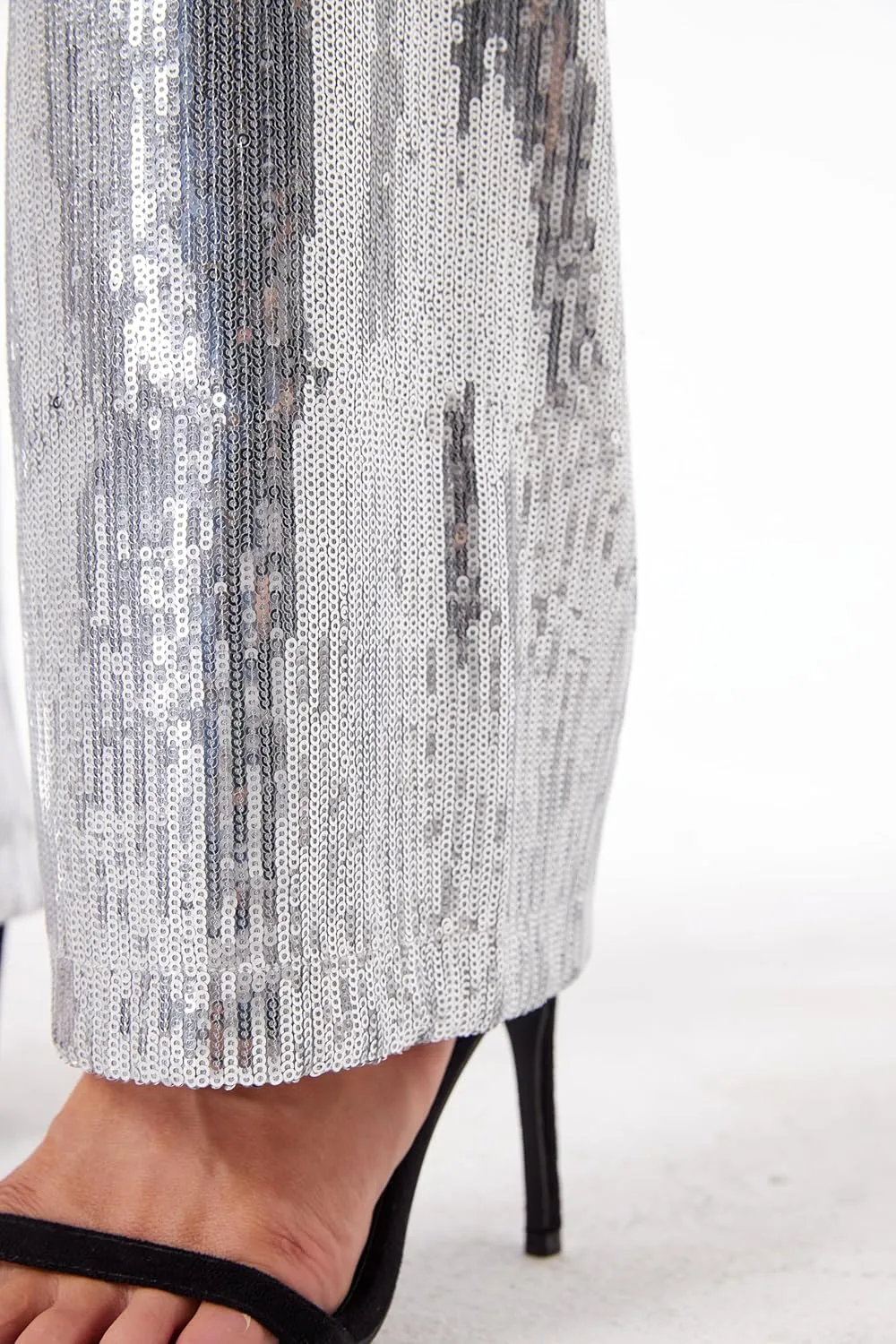 Women's Sequin Pants Shiny Sparkly Party Club Night Out Metallic Casual Wide Leg Pants Trousers