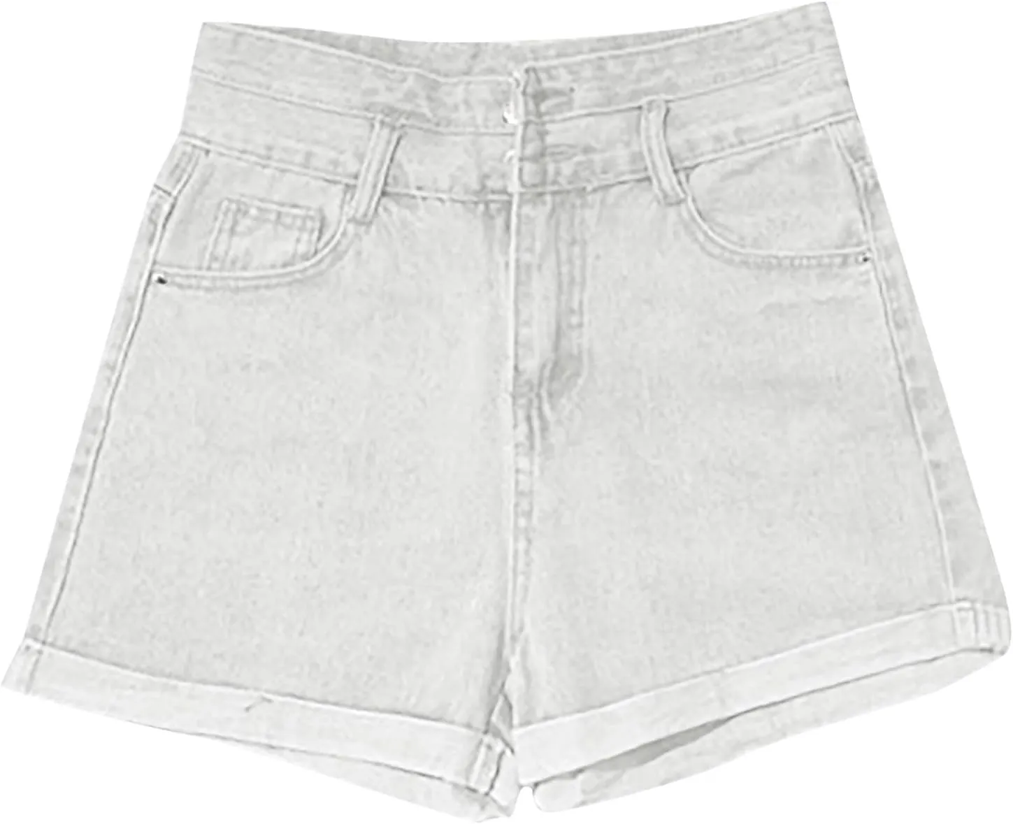 Womens Trendy Summer Denim Shorts A-Line High Waisted Folded Hem Jeans Shorts for Teen Girls Juniors Fashion Short Jeans
