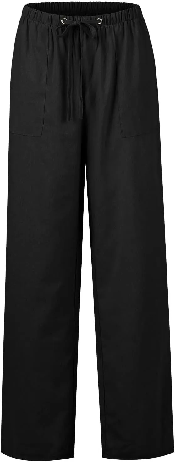 Women's Wide Leg Pants with Pockets High Waist Loose Fit Casual Trousers Business Work Casual 2024 Beach Palazzo