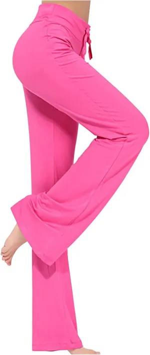 Womens Wide Leg Yoga Pants High Waist Tummy Control Loose Comfy Lounge Trousers Bootcut Drawstring Workout Leggings