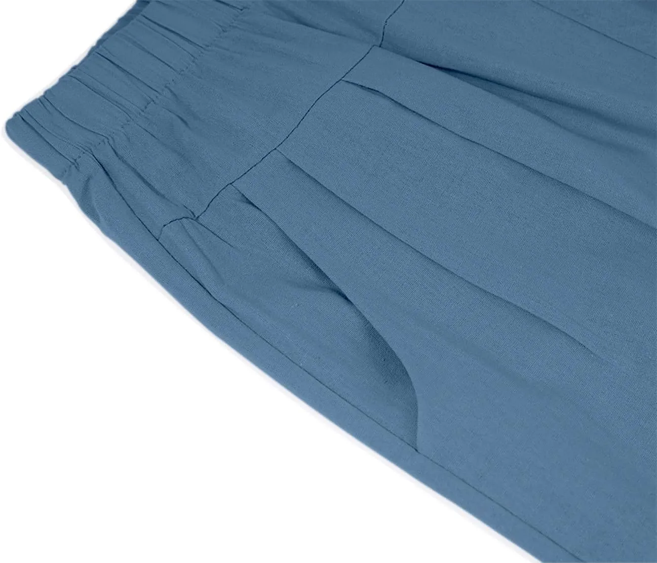 yoeasy Women's Linen Ankle Capris Trousers Loose Comfy Lounge Elastic Waist Pants with Pockets