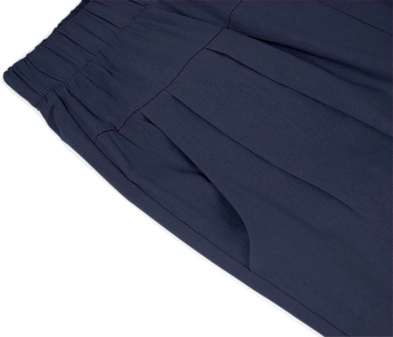 yoeasy Women's Linen Ankle Capris Trousers Loose Comfy Lounge Elastic Waist Pants with Pockets